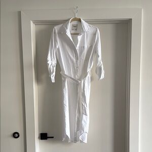 Abercrombie & Fitch White Linen-blend Shirt Dress